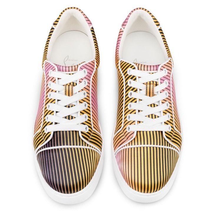 Christian Louboutin Fun Vieira Baskets Femme en Satin Crêpe Imprimé Aftersun Multicolore – Image 4