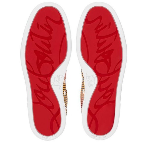 Christian Louboutin Fun Vieira Baskets Femme en Satin Crêpe Imprimé Aftersun Multicolore – Image 5