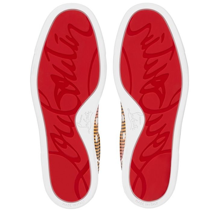 Christian Louboutin Fun Vieira Baskets Femme en Satin Crêpe Imprimé Aftersun Multicolore – Image 5