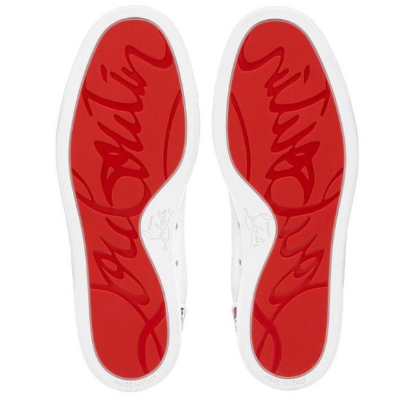 Christian Louboutin Fun Vieira Baskets en Cuir de Veau et Caoutchouc Blanc – Image 3