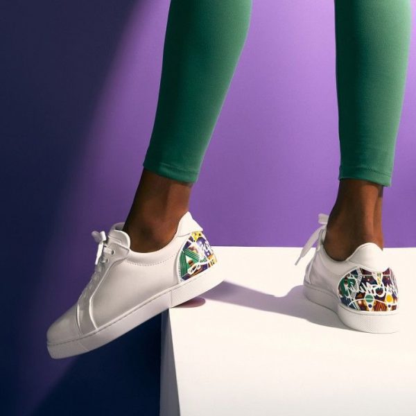 Christian Louboutin Fun Vieira Baskets en Cuir de Veau et Caoutchouc Blanc – Image 4