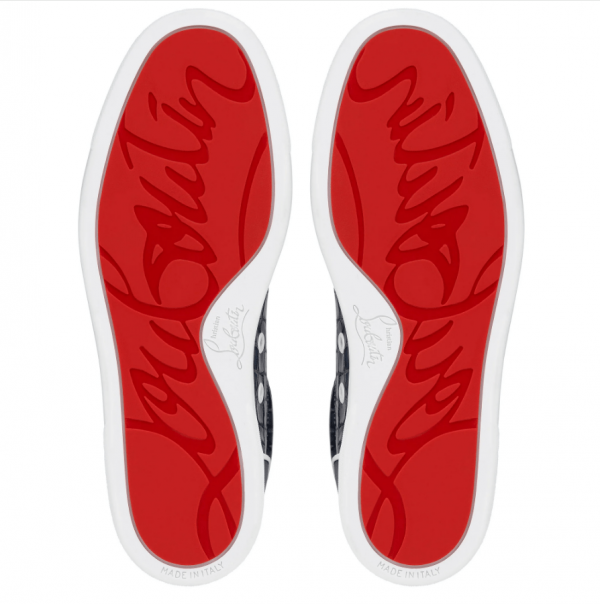 Christian Louboutin Fun Vieira Baskets en Cuir de Veau avec Motif Alligator Bleu – Image 4