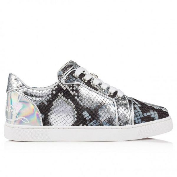Christian Louboutin Fun Vieira Baskets Femme en Cuir de Veau Gaufré Amazonia et Cuir Nappa Multicolore – Image 2