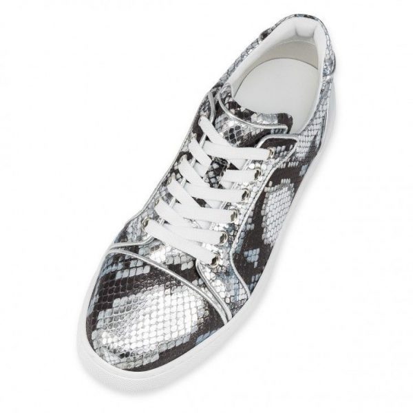 Christian Louboutin Fun Vieira Baskets Femme en Cuir de Veau Gaufré Amazonia et Cuir Nappa Multicolore – Image 4