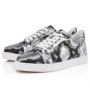 Christian Louboutin Fun Vieira Baskets Femme en Cuir de Veau Gaufré Amazonia et Cuir Nappa Multicolore