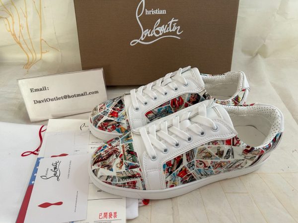 Christian Louboutin Baskets Fun Vieira Cuir verni imprimé Comics Multicolore