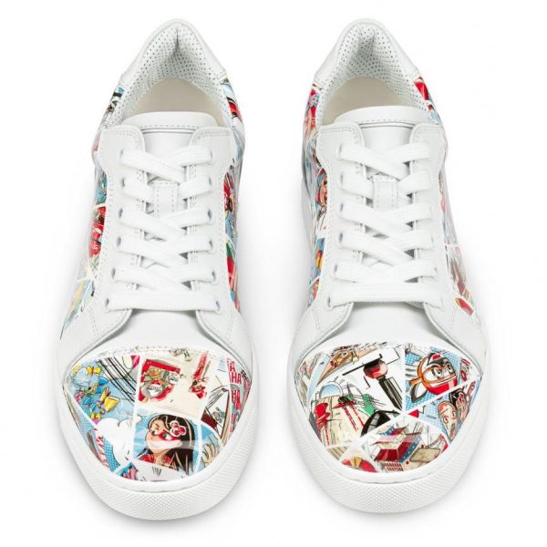 Christian Louboutin Baskets Fun Vieira Cuir verni imprimé Comics Multicolore – Image 3