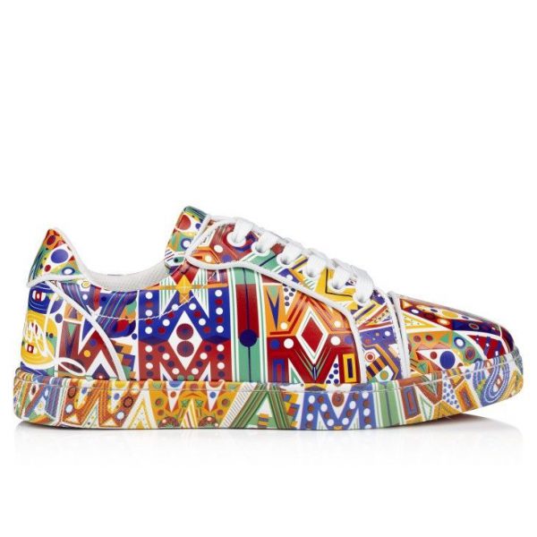 Christian Louboutin Fun Vieira Baskets Femme en Cuir de Veau Imprimé Wamims – Image 2