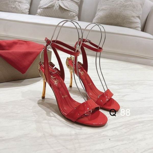 Christian Louboutin Ginko Girl Sandales à Lanières 85mm Cuir Verni Rouge