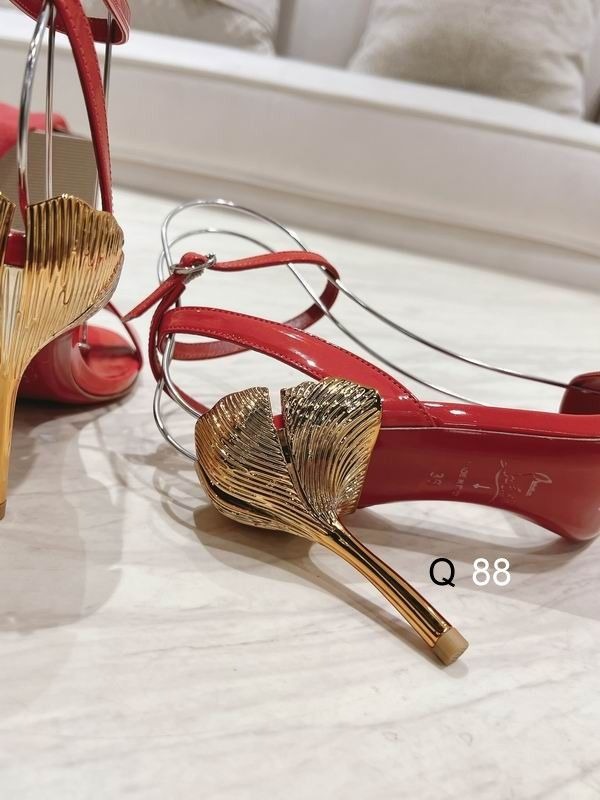 Christian Louboutin Ginko Girl Sandales à Lanières 85mm Cuir Verni Rouge – Image 3