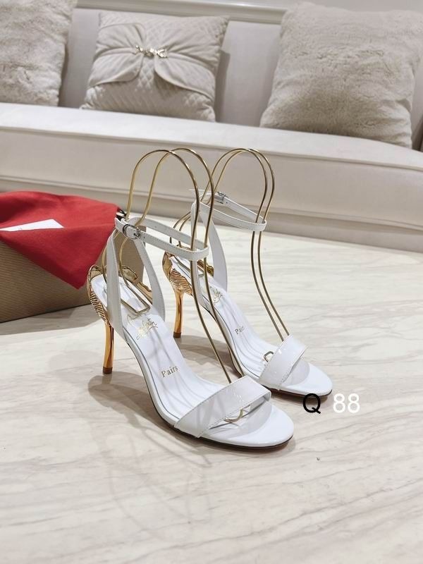 Christian Louboutin Ginko Girl Sandales à Lanières 85mm Cuir Verni Blanc