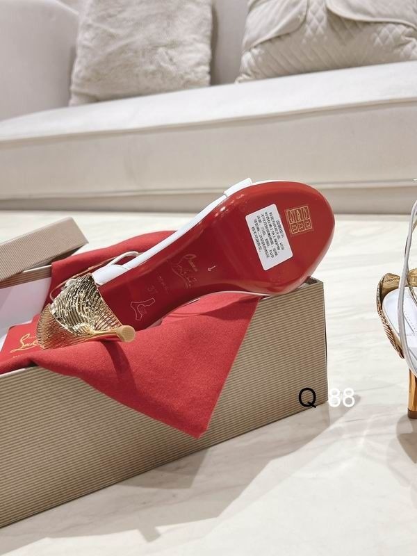 Christian Louboutin Ginko Girl Sandales à Lanières 85mm Cuir Verni Blanc – Image 3