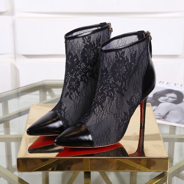 Christian Louboutin Gipsybootie Bottines 90mm Dentelle Lamé Specchio Noir