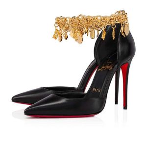 Christian Louboutin Escarpins Gourmi Cuir 100 mm Bk/or/lin Bk Chaussures