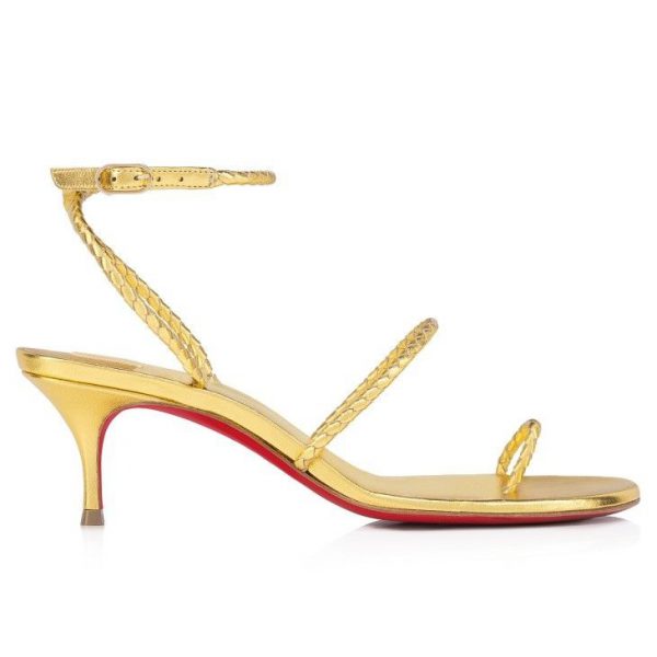 Christian Louboutin Hibaq 55 Mm Sandales en Cuir Nappa Iridescent Or – Image 2
