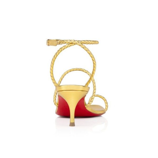 Christian Louboutin Hibaq 55 Mm Sandales en Cuir Nappa Iridescent Or – Image 3