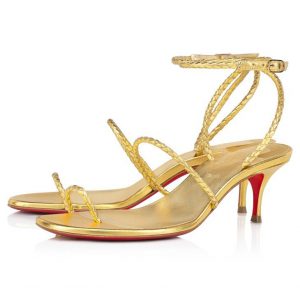 Christian Louboutin Hibaq 55 Mm Sandales en Cuir Nappa Iridescent Or