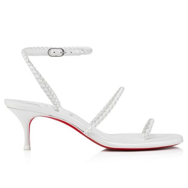 Christian Louboutin Hibaq 55 Mm Sandales en Cuir Nappa Blanc – Image 2