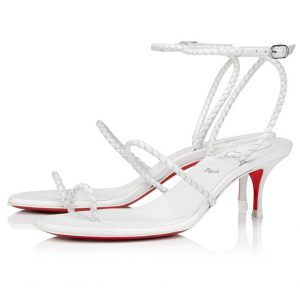 Christian Louboutin Hibaq 55 Mm Sandales en Cuir Nappa Blanc