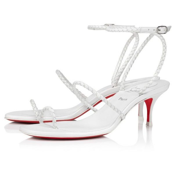 Christian Louboutin Hibaq 55 Mm Sandales en Cuir Nappa Blanc