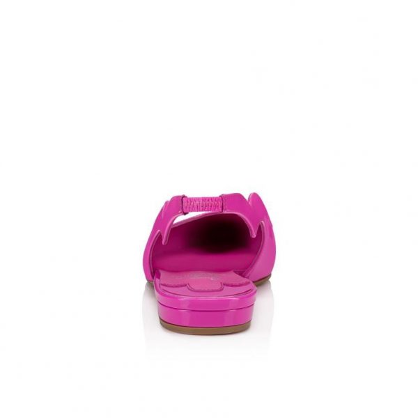 Christian Louboutin Hot Chickita Sling Ballerines Plates en Cuir Verni Rose Bolerose – Image 3