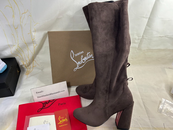 Christian Louboutin Jane Botta 85 Mm Bottes en Veau Velours Cosme – Image 5