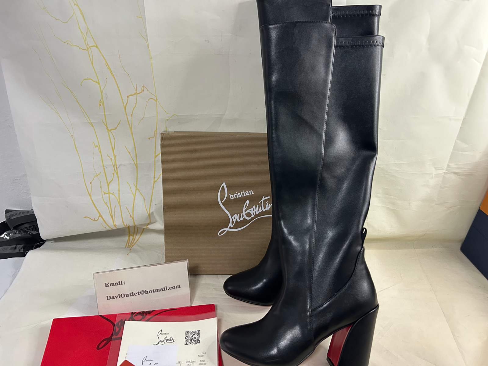 Christian Louboutin Jane Botta 85 mm Cuir de Veau et Cuir Nappa Stretch Noir – Image 4
