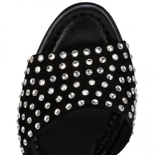 Christian Louboutin Jane Mule Strass Boum 85 mm Mules Veau Velours et Strass Boom Noir – Image 4