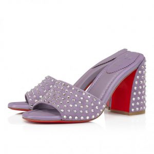 Christian Louboutin Jane Mule Strass Boum 85 mm Mules Veau Velours et Strass Boom Parme