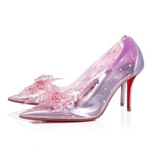 Christian Louboutin Jelly Strass 80mm Escarpins PVC Cuir Nappa Irisé et Strass Parme