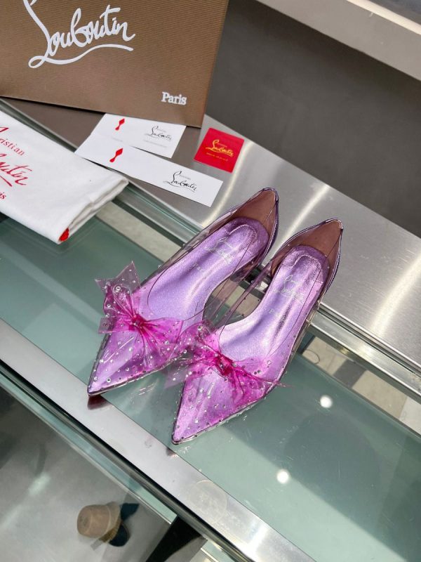 Christian Louboutin Jelly Strass Ballerines en PVC Iridescent, Cuir Nappa et Strass Parme – Image 2
