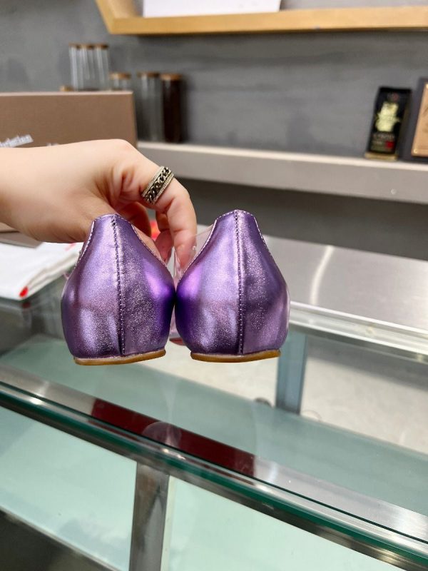 Christian Louboutin Jelly Strass Ballerines en PVC Iridescent, Cuir Nappa et Strass Parme – Image 4
