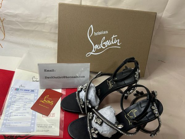 Christian Louboutin Joli Queen Sandales Embellies 100mm Noir – Image 4