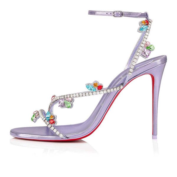 Christian Louboutin Joli Queen Sandales 100mm Strass Lilas Fumée – Image 2