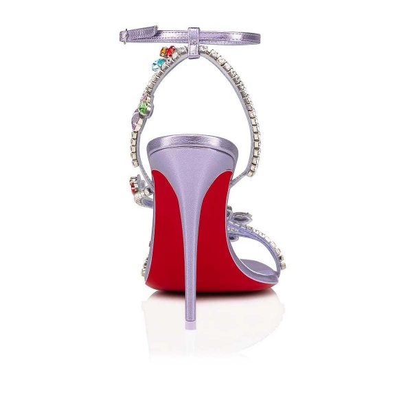 Christian Louboutin Joli Queen Sandales 100mm Strass Lilas Fumée – Image 3