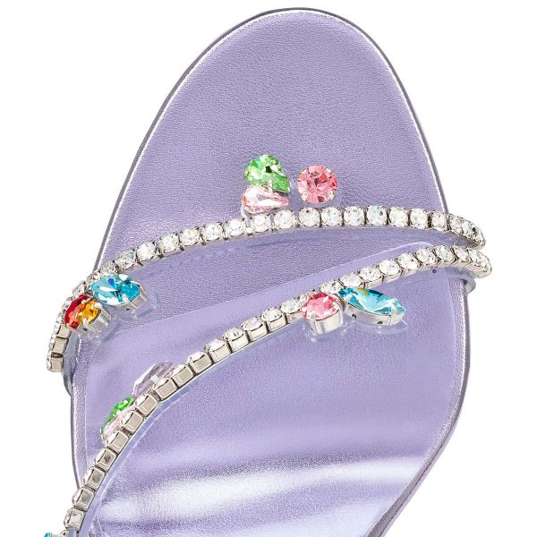 Christian Louboutin Joli Queen Sandales 100mm Strass Lilas Fumée – Image 4