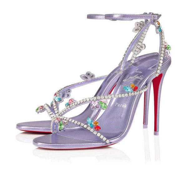 Christian Louboutin Joli Queen Sandales 100mm Strass Lilas Fumée