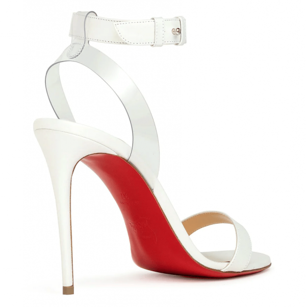 Christian Louboutin Jonatina 100 PVC Sandales en Cuir PVC Blanc – Image 3
