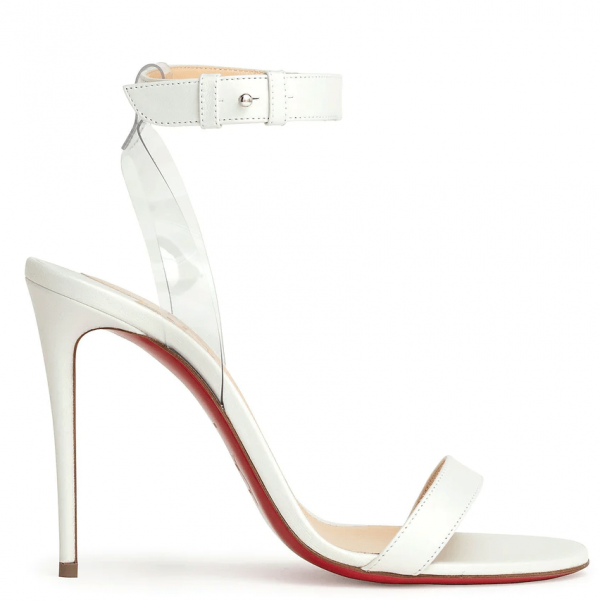Christian Louboutin Jonatina 100 PVC Sandales en Cuir PVC Blanc – Image 2