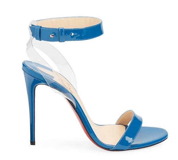 Christian Louboutin Jonatina 100mm Sandales en PVC et Cuir Verni Bleu – Image 3