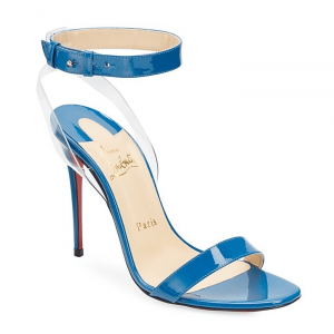 Christian Louboutin Jonatina 100mm Sandales en PVC et Cuir Verni Bleu