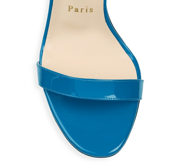 Christian Louboutin Jonatina 100mm Sandales en PVC et Cuir Verni Bleu – Image 4