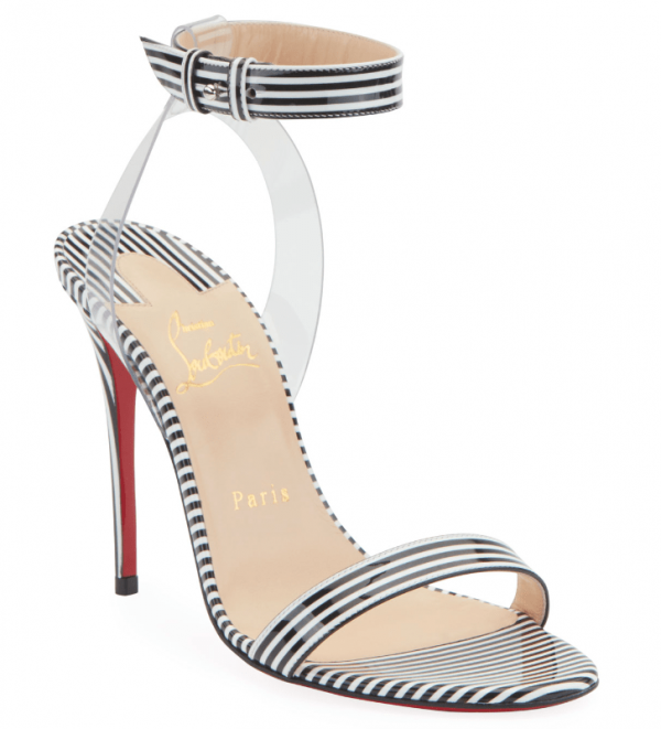 Christian Louboutin Jonatina 100mm Sandales à Stripes en Cuir Verni Illusion