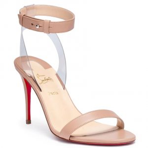 Christian Louboutin Jonatina 85 PVC Sandales en Cuir Nude