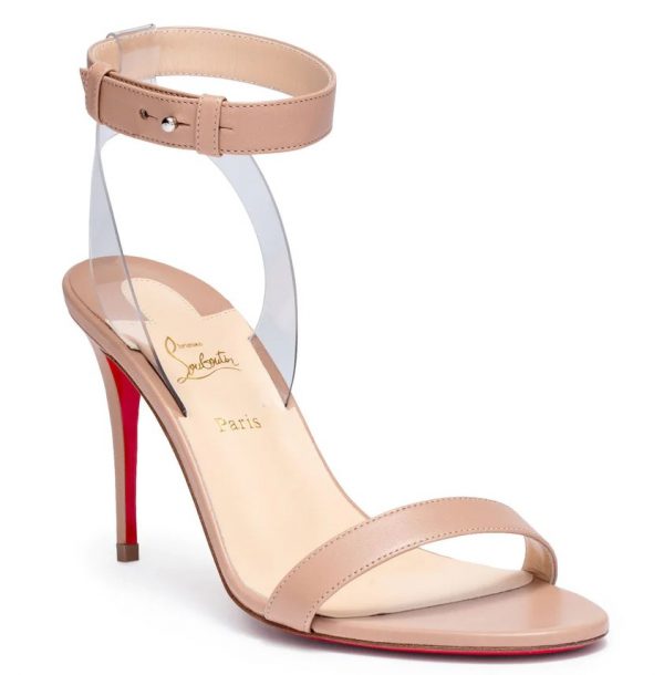 Christian Louboutin Jonatina 85 PVC Sandales en Cuir Nude