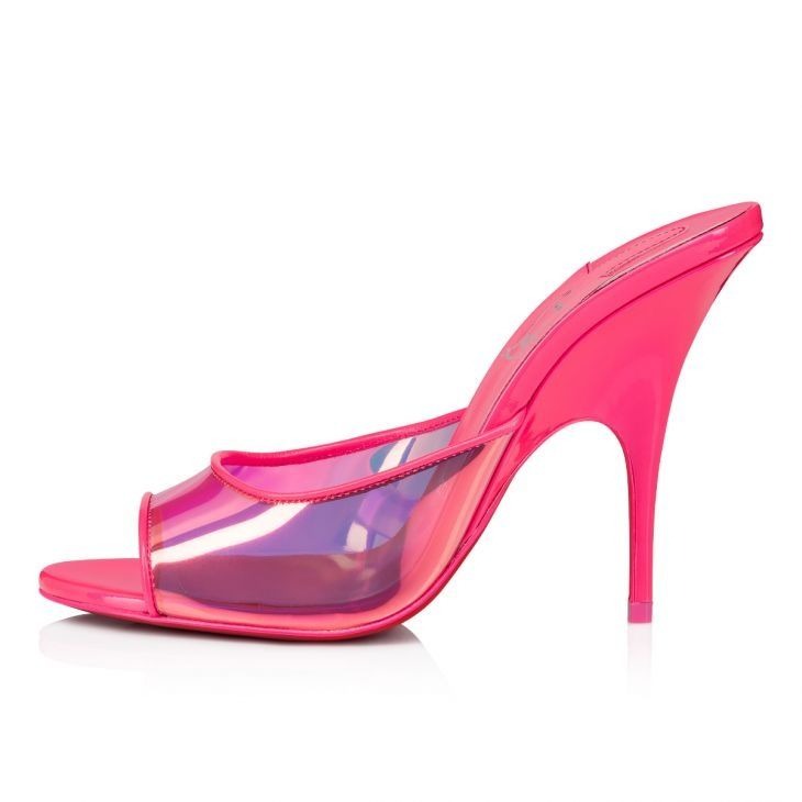 Christian Louboutin Mules Just Arch 100 mm en cuir verni et PVC rose fluo – Image 3