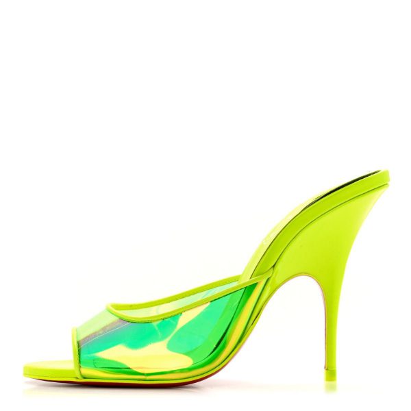 Christian Louboutin Mules Just Arch 100 mm en cuir verni et PVC jaune néon – Image 2