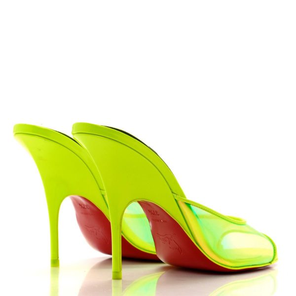 Christian Louboutin Mules Just Arch 100 mm en cuir verni et PVC jaune néon – Image 3