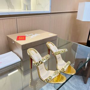 Christian Louboutin Just Chain Sandales 85mm Cuir Iridescent Or