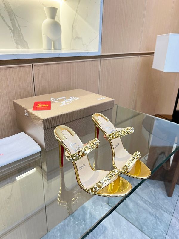 Christian Louboutin Just Chain Sandales 85mm Cuir Iridescent Or